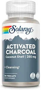 Solaray Aktiveret kul 280mg • 124; Kokosnød • 124; sund indre Cleansing & fordøjelsesfremmende Tract Support • 124; Non- GMO, Vegan & Lab verificeret • 124; 90 Kapsler • 124; Pakning med 2