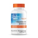 Doctor 's Best Vitamin D3 2000 IE Softgels for Mænd & Kvinder - Vitamin D supplement til immunsystemet & Heart Health Support, 50 mcg per Serving, Vit D 3, Ikke GMO, Gluten & Soy Free - 180 Veggie Softgels