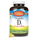 Carlson - D3- vitamin 5000 IE (125 mcg), Knoglesundhed, muskelsundhed, Cholecalciferol, D- vitamintilskud, D3- vitamin Soft Gels, 360 Softgels