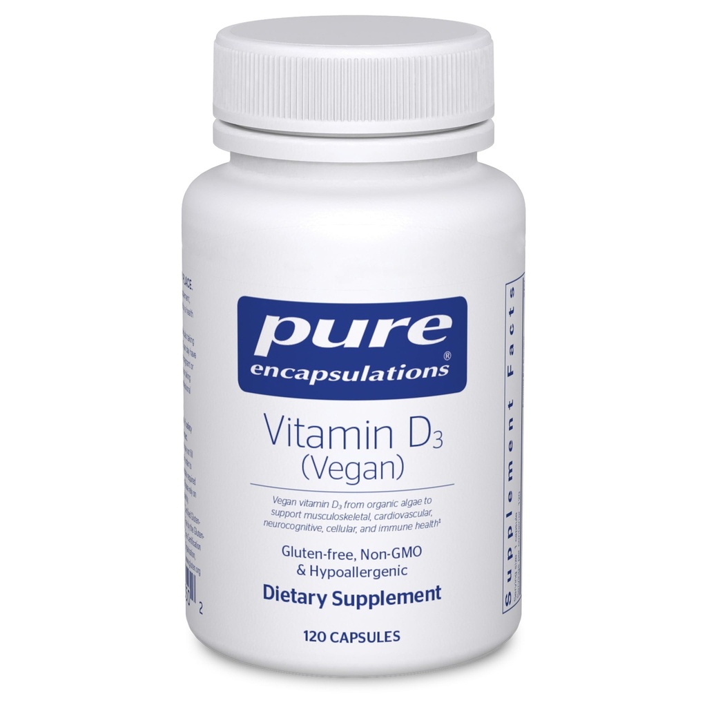 Pure indkapslinger Vitamin D3 Veganese 124; Support til bevægeapparatet, kardiovaskulær, Neurokognitiv, Cellulær, og immunforsvar *