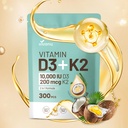 VivoNu Vitamin D3 K2 10000 IE med MK7- 300 Virgin Coconut Oil Softels, 2 i 1 Vitamin D & K Complex