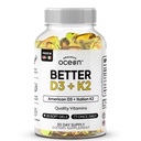 Organiske Ocean Bedre D3 + K2- 100% Økologisk VIT D3 og K2 Kosttilskud med maksimal biotilgængelighed - Understøtter Knogletæthed, Calciumbalance, Immunitet & Mood - 1-Pack, 30-Day Supply