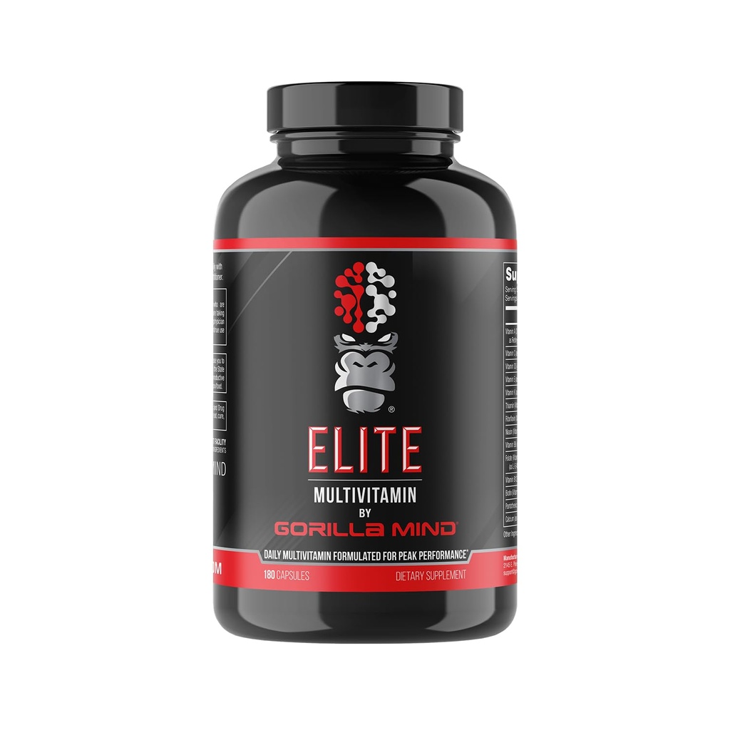 Gorilla Mind Elite Multi- Vitamin (180 kapsler) - Daily Multivitamin Formuleret til Peak Performance