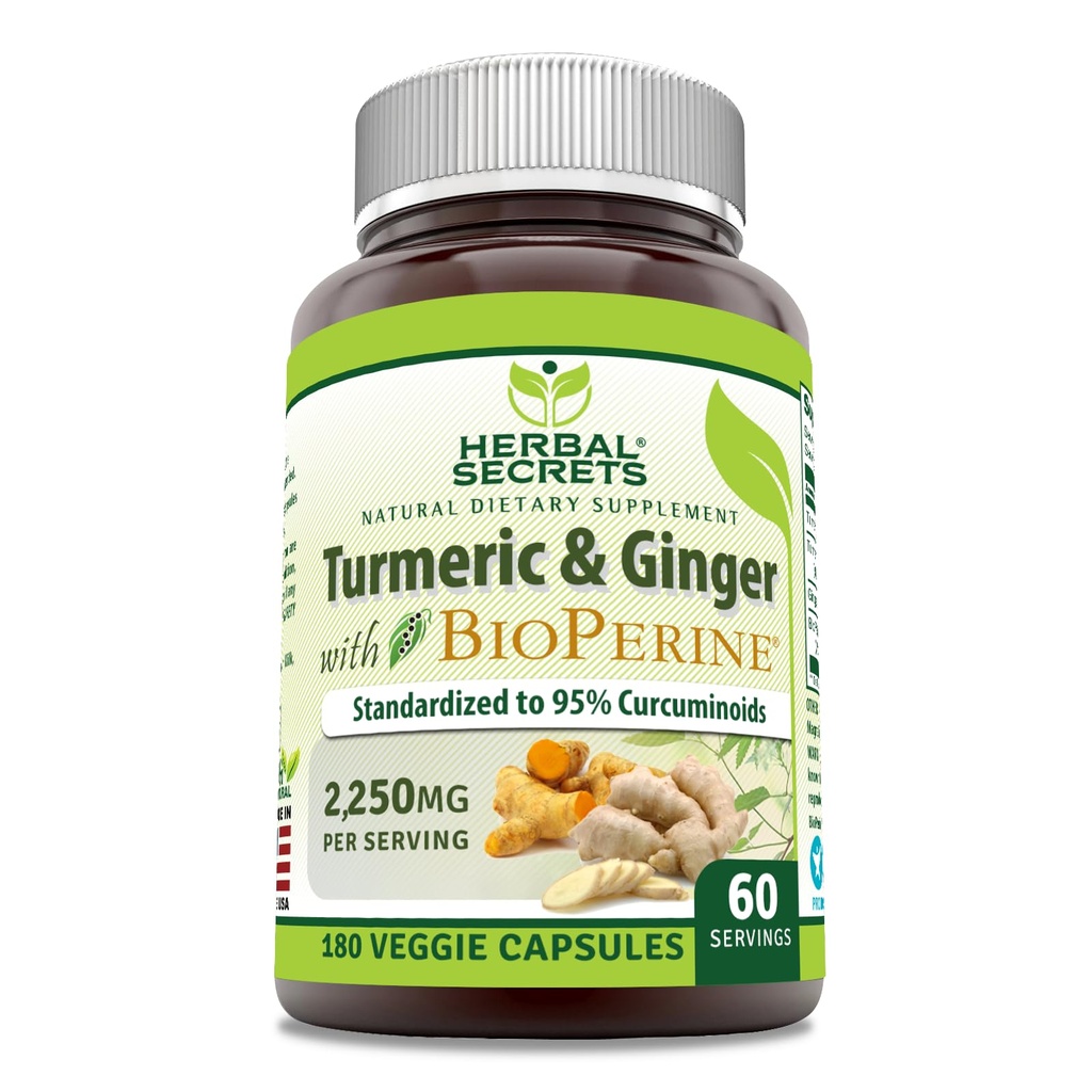 Urtehemmeligheder Gurkemeje & ingefær med BioPerine Supplement 124; 2,250 Mg Per Serving
