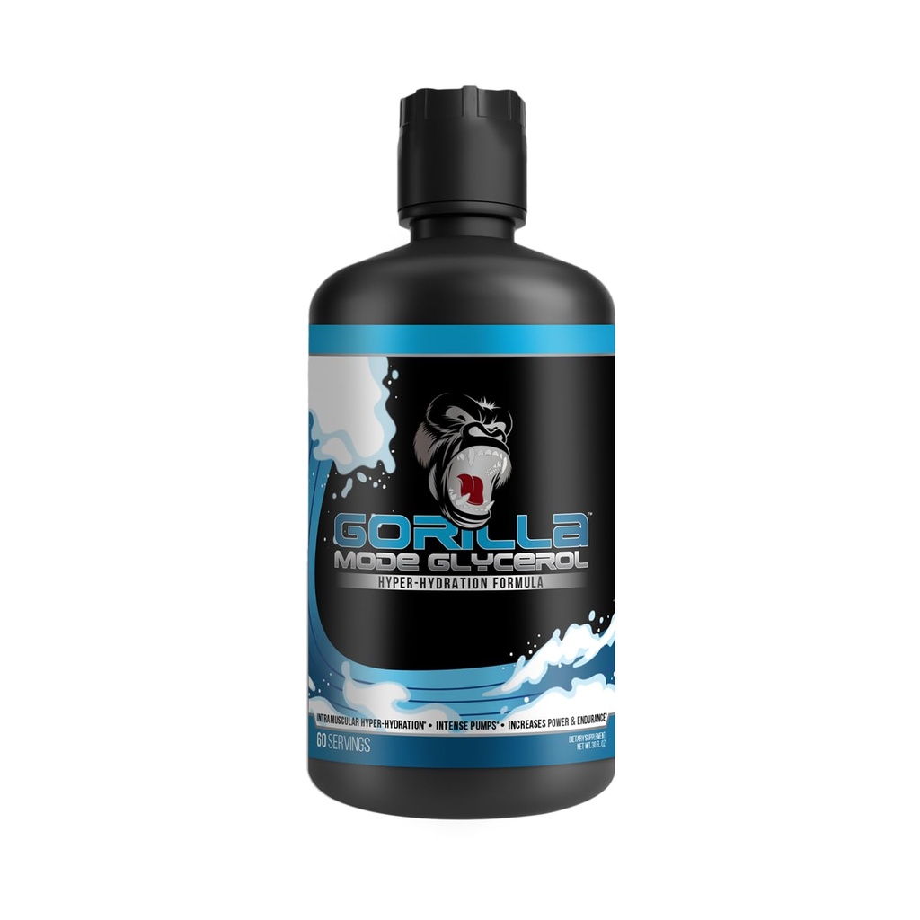 Gorilla Mode Flydende Glycerol Præ- workout - Hydrating Pre- workout Formel for induktive pumper · Intramuskulær Hyper- Hydration · Øget effekt & udholdenhed / 33 FL OZ (Unflavored)