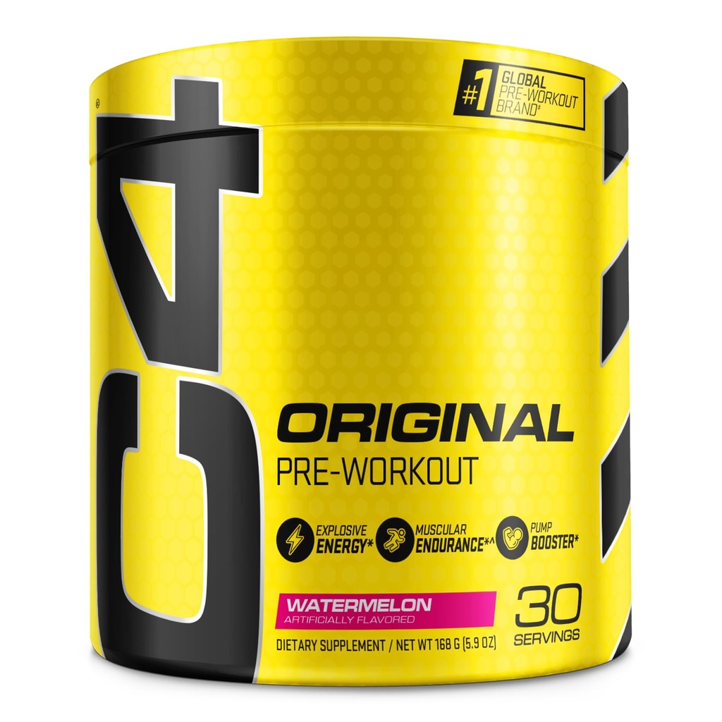 C4 Original Pre Workout Powder Watermelon Sugar Free Preworking Energy Supplement for mænd og kvinder 150mg Koffein + Beta Alanine + Creatin 30 Servere