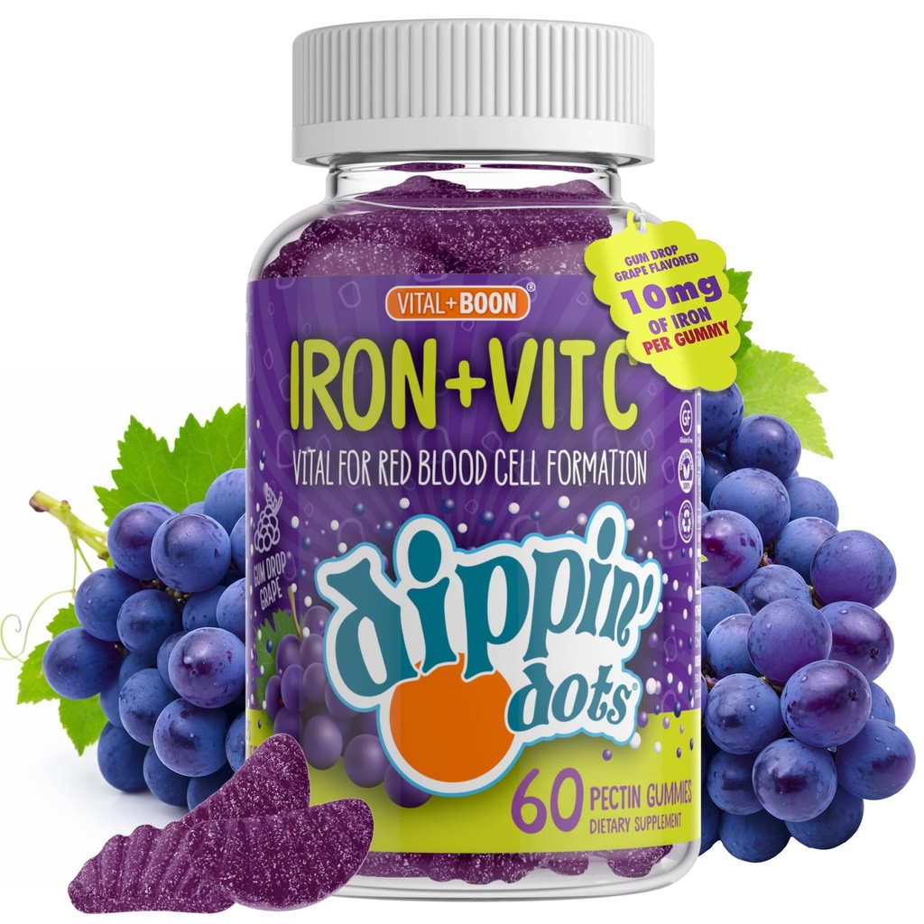 Vital + Boon - Jern med C-vitamin & B12 Gummies (60 Greve) Vital for Red Blood Cell Formation