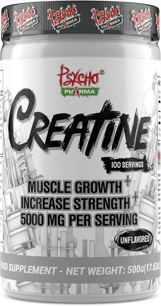 Psycho Pharma Creatin - 5g Premium Creatin monohydrat per servering, 100 Servering