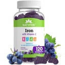 Kids Iron Gummies med C-vitamin - lækker Grape Flavor - Energi & Blod Health Support - Gluten Free Non- GMO Vegetar Børnejernsupplement til børn og tandlæger Alder 2 + (120 Tæl)