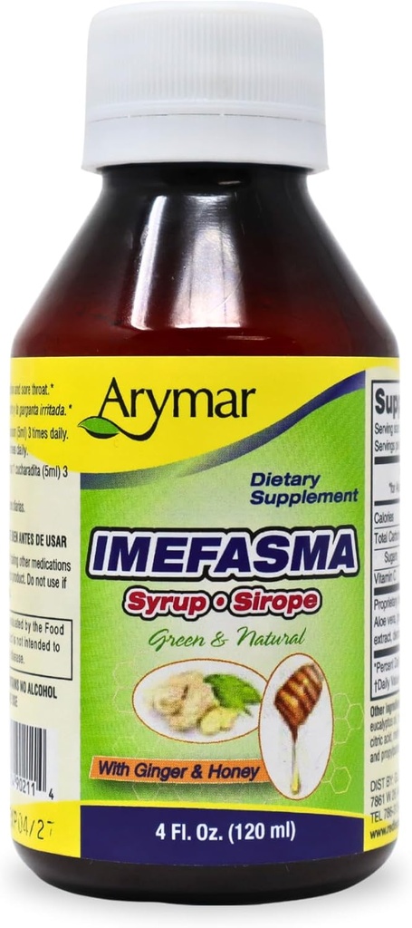 Arymar Imefasma med Ginger & Honning Hough Syrup (4 oz) - Gentle Relief med naturlige ingredienser