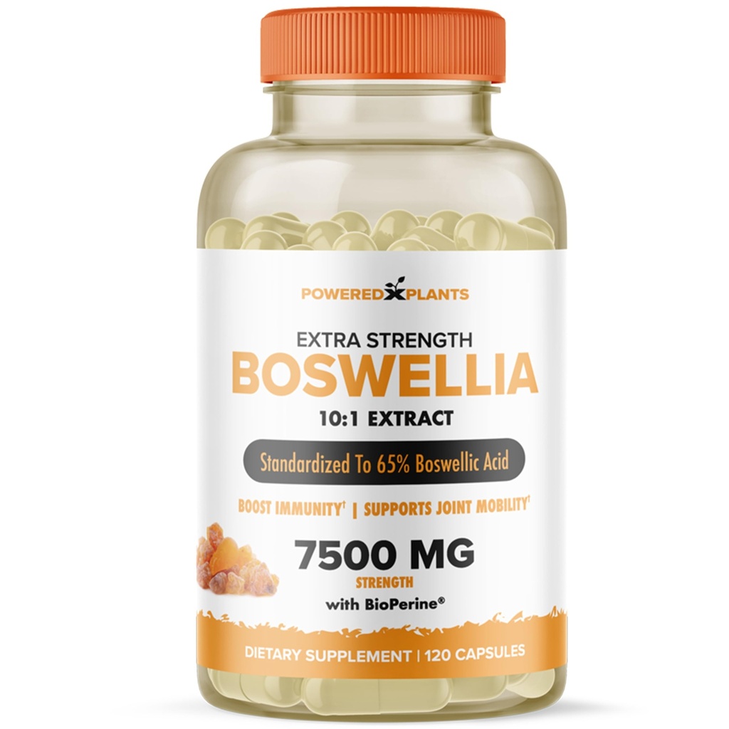 Boswellia Serrata Extract Joint Support fra Powered by Plants - 65% høj potens Boswellinsyre med BioPerine - understøtter immunitet, mobilitet og fleksibilitet - 120 Veganske kapsler
