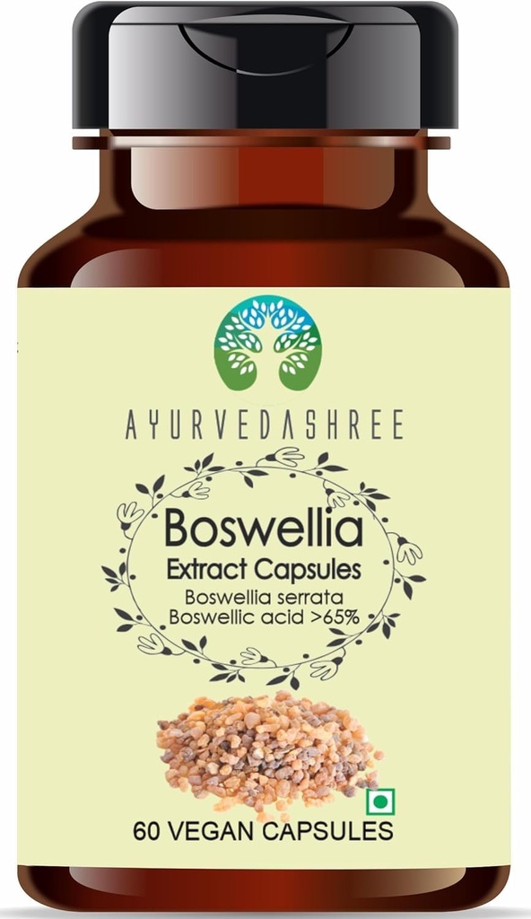 AYURVEDASHREE Boswellia Serrata Extract 500mg - 60 Vegetarian Capsules Note 124; Indian Frankincense