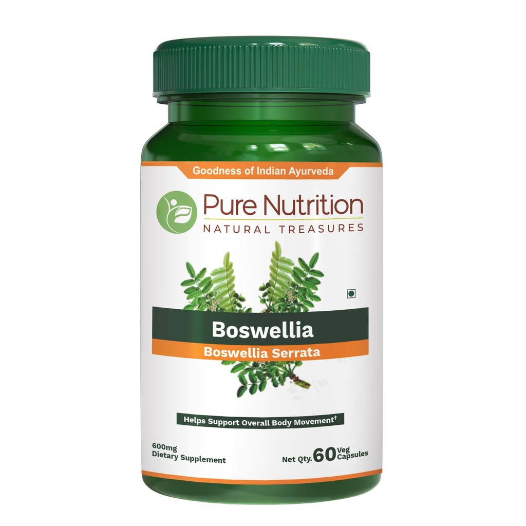 Pure Nutrition Boswellia Serrata 600 mg 6. 4; 60 Kapsler 1. 4; 15: 1 Uddrag Standardiseret til 65% Boswellic Acids