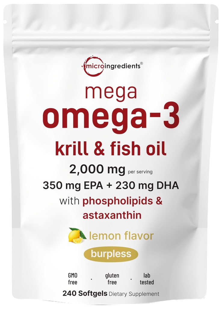 Mega Omega-3 Krill & Fish Oil 2.000mg Ækvivalent, 240 Softgels