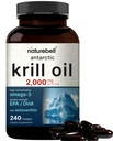 NatureBell Antarctic Krill Oil 2000mg Supplement, 240 Softgels, 3X Strength Natural Source of Omega- 3s, EPA 240mg + DHA 160mg + Astaxanthin 800mcg - No Fishy Aftersmage - Mercury Free & Non- GMO