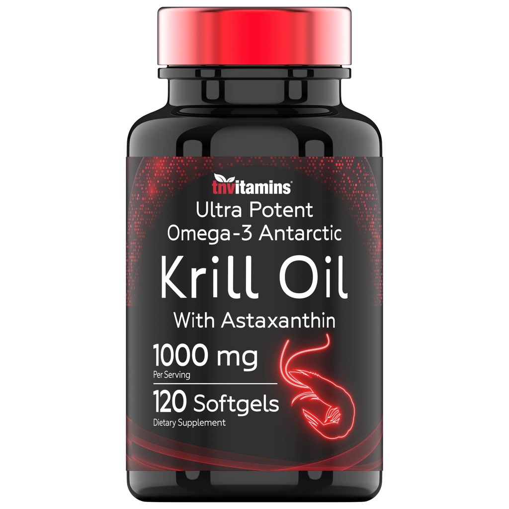 Antarktis Krill Oil 1000mg - 120 Softgels with Astaxanthin Yep 124; 1000mg Red Krill Oil, 200 mg Phospholipider, 120 mg EPA, 80 mg DHA, 200 mcg Astaxanthin Yep 124; Potent & Pure Omega-3 Cold Water Antarktis Krill