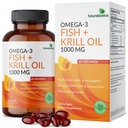 Futurebiotika Omega-3 Fish + Krill Oil 1000 MG Omega-3 EPA / DHA & Astaxanthin - Non- GMO, 120 Softgels (60 Servere)