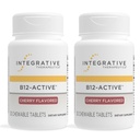 Integrativ terapi B- 12 Aktiv, Vitamin B12, Understøtter nerve funktion *, Cherry Flavored, 30 tyggetabletter - 2 Pack