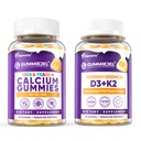 1 Pack Kids Calcium Gumies + 1 Pack D3 K2 Gumies Vitamin D3 10000 IE + K2 (MK7) 120mcg