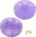 Bærbar Ugentlig Pill Organizer 7 dages piller Container, Round Pill Case Travel Friendly, Daglig Uge Pill Reminder Case, BPA- Gratis Vitamin, tillæg, Fish Oil, Medicin Planner (lilla)