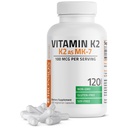 Bronson vitamin K2 som MK- 7 Menaquinon 100 mcg Non- GMO, 120 kapsler