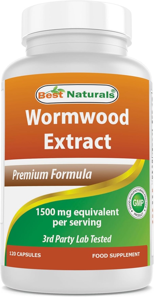 Bedste Naturals Wormwood Extract 1500 mg Equivalent Per Serving- 120 Kapsler. Gluten Free, non-GMO
