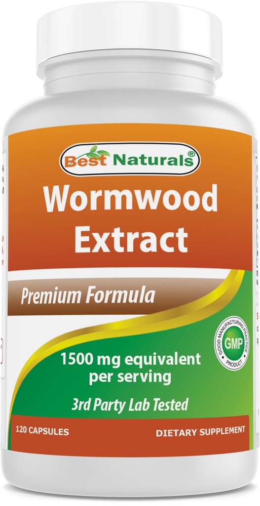 Bedste Naturals Wormwood Extract 1500 mg Equivalent Per Serving- 120 Kapsler. Gluten Free, non-GMO