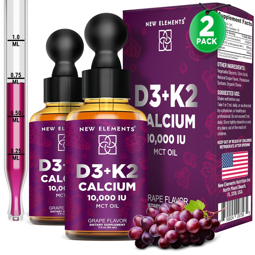 Nye elementer [2) Vitamin D3 K2 Drops med kalcium til voksne