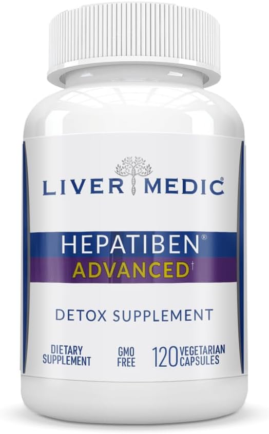 Hepatiben lever Detox rense alle naturlige tillæg med mælk tidsel, Silybin, NAC, Cholin, MSM, gurkemeje, berberine, Glutathione Alpha Lipoic Acid Vegan NonGMO 120 kapsler 1500mg
