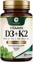 D3 K2 Vitamin - D3 5000 IE Per Softgel - High Potency Vitamin D3 Supplement - 2-in-1 Complex Vitamin D & Vitamin K2 (MK7) - Let at synke, ben & immunforsvar - Flasket USA - 120 Softgels