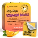 Vitamin D3 K2 Supplement 5000 IE - Fast- Absorbing Oral Strips for Bone & Heart Health - Vitamin D K2 Plant- baseret formel - D3K2 - Højpotens Vitamina D3 con K2- Non GMO - Sukkerfri (30 Tæl)