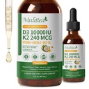 2 Pack Organic Vitamin D3 K2 Liquid 10000 IE w / Vegan Omega-3 & Coconut MCT Oil - Maximum Strength Vitamin D Supplement, No Fillers, Non- GMO K2 som MK7 for ben, Muscles & High Absorption-2 Fl Oz