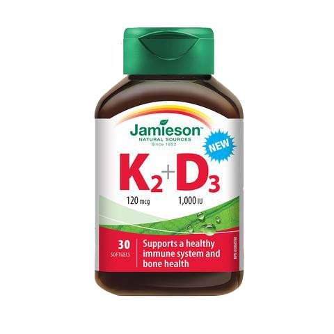 Jamieson Vitamin K2 + D3, 120mcg / 1000IE, 30 softgel