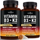 NEW AGE D3 5000 IE + K2 MK- 7 100 mcg - 2 - in-1 Knogle-, immun- og hjertestøtte, let at synke, ikke- GMO - 120 kapsler