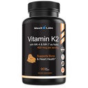 Vitamin K2 Supplement - Fuld Spectrum Vitamin K2-MK7, MK4 & D-vitamin - Høj styrke K2 virker med Vitamin-D3 - Vitamin-K 600mcg - Understøtter Bone Sundhed - 90 Kapsler