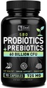 Probiotika og Prebiotika + SBO Probiotika (60 milliarder CFU = 124; 90 kapsler) Acidophilus Probiotic w. Saccharomyces Boulardii, Bifidobacterium + Spore Probiotic & Organic Sprunded Prebiotic Fiber Blend