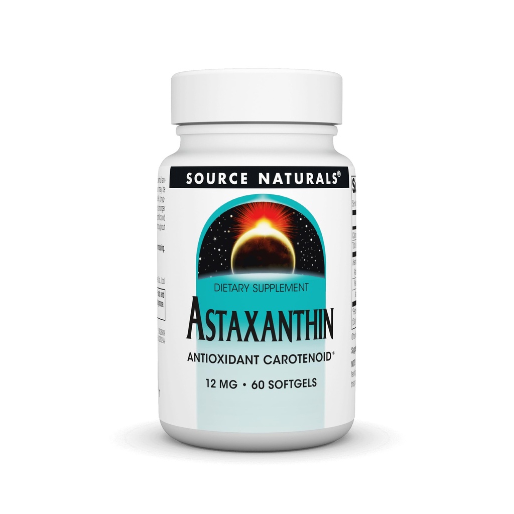 Source Naturals Astaxanthin, Antioxidant Carotenoid, 12mg - 60 Softgel