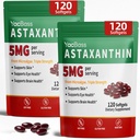 2Pack Astaxanthin Kosttilskud 12mg - Premium Astaxanthin til øje, hjerne, hud og immunforsvar, mikroalger Kilde, 240 Softgels