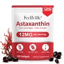 Astaxanthin 12mg, 120 Softgels, 4 Months Supply Measures 124; Premium Astaxanthin Antioxidant Kosttilskud