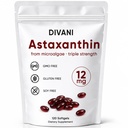 DIVANI Astaxanthin 12mg, Antioxidant supplement til daglig wellness, immun, Eye & Skin Support, non- GMO, Gluten Free - 120 Softgels