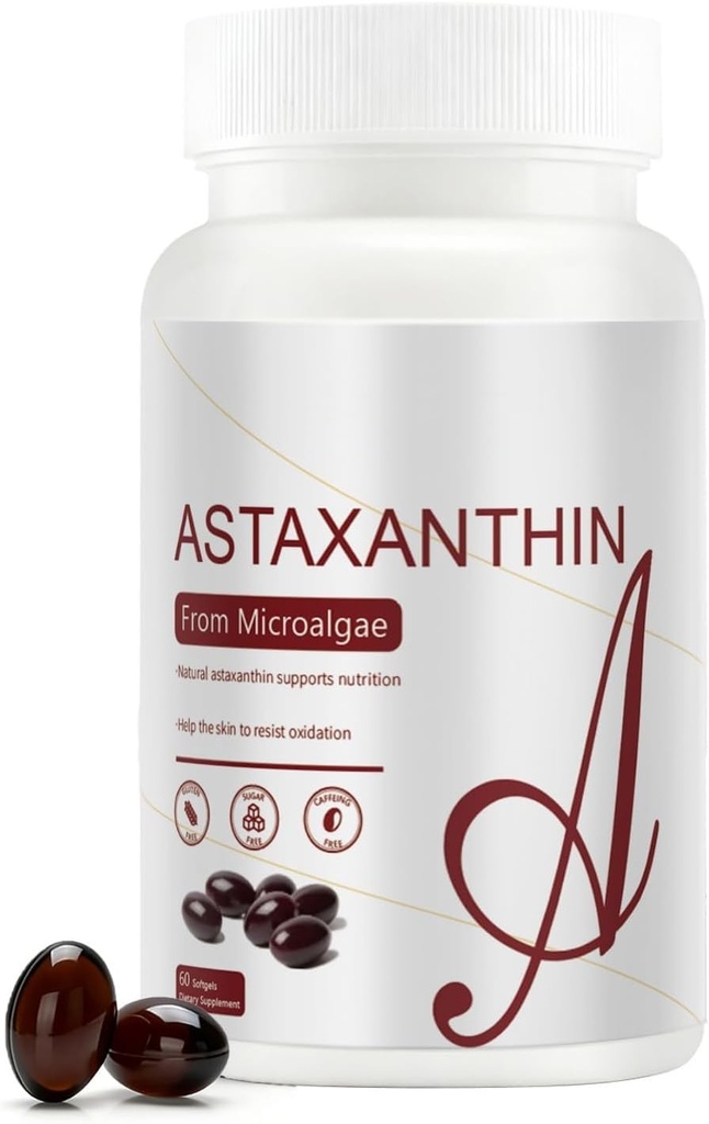 Astaxanthin 12 mg 12, fra naturlige mikroalger 12, 60 Softgels (2-måned Tilgang) 124; Let at synke, Non- GMO, Soy- fri