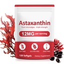 Astaxanthin Kosttilskud, 12 mg Astaxanthin Natural Anti- Aging Formel - Understøtter øjne, fælles, intern cirkulation & hudsundhed, ikke-GMO non-gluten