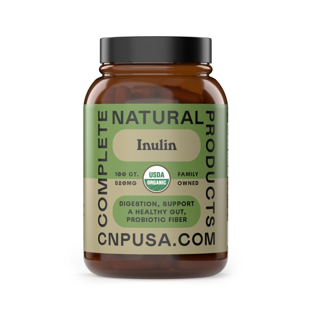 Komplette naturlige produkter Organiske Inulin kapsler - 520mg 100 piller, Organic Jerusalem Artichoke Inulin kapsler
