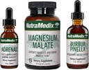 NutraMedic Energy Set - 3 -Piece Kit omfatter Ekstrakter af Astragalus, Rhodiola, Ginseng & Schisandra, Burbur- Pinella Detox Drops & Magnesium Malate Kapsler til generel Wellness