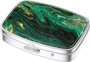 Nipichsha Pill Box, Lille Pill sag for purse & Pocket, Cute Travel Medicine Organizer, Portable Medicine Container Holder til at holde vitaminer, Medicin, Fish Oil & Supplement, Green Ocean Marble