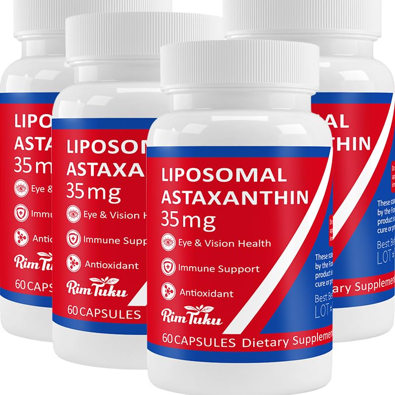 35mg Liposomal Astaxanthin Supplement - Kraftig antioxidant Støtte til hud, led- og øjensundhed - Naturlig anti - Aging formel med Pure Astaxanthin - Vegan, Non- GMO, 240 kapsler