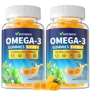 Omega-3 Gummies Supplement for voksne 40 +: 1280mg Vegan Omega3 Fedtsyre DHA EPA med vitamin D3 K2 Zinkgurmerisk til generel sundhedsstøtte - Fish Oil Alternative for kvinder (120Count)