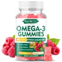 Vegan Omega-3 Gummies 1000mg, Omega 3 Fish Oil Alternative til voksne, Algae- baserede DHA 600mg & EPA 300mg + Vitaminer A, C, E, Zink, Understøtter Samlet Wellness, Ingen fisk smag, 60 Greve