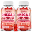 2 Pack Vegan Omega-3 Gummies 1000mg, Omega 3 Fish Oil Alternative til voksne, Plant Based DHA 460mg & EPA 230mg w / vitamin A, C, E, Strawberry Flavor, 120 Count
