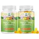 Bundle of Omega DHA Gummies for Kids - Fedtsyrer Omega 3 6 9 med C-vitamin for hjerne, Immunitet & Vision - Nutritional DHA for sund nervesystem & Focus Support - Vegetar & Gluten Free